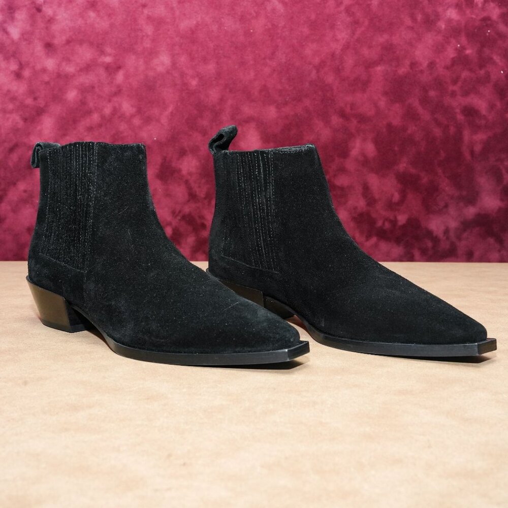Aeyde Women Bea Black Suede Western Cowgirl Ankle Boots size 6US EUR 36